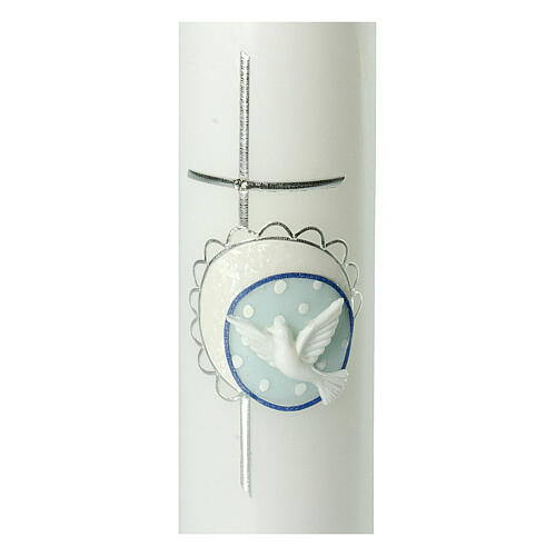 Baptism candle with light blue Holy Spirit 265x60 mm 2