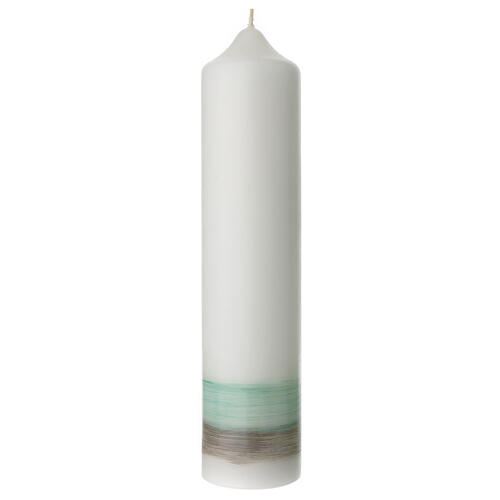 Kerze zur Taufe mit Kreuz und grünen Verzierungen, 265x60 mm 3