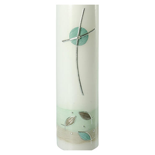 Candle for Baptism, cross with green details, 265x60 mm 2