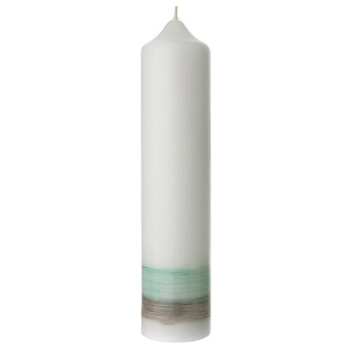 Świeca chrzcielna krzyż, zielony detal, 265x60 mm 3
