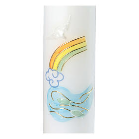 Vela Batismo desenho arco-íris e pomba 26,5x6 cm