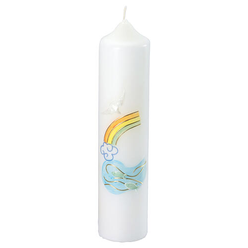 Baptism candle with rainbow drawing 265x60 mm 1