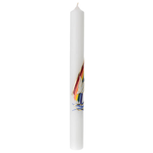 Kerze zur Taufe mit Regenbogen und Taube, 400x40 mm 3
