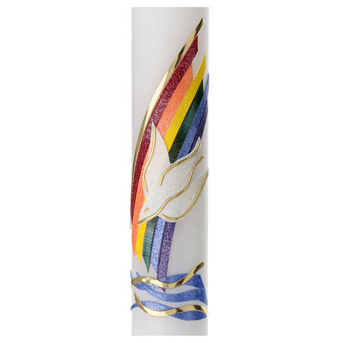 Baptismal candle, rainbow and dove, 400x40 mm 2