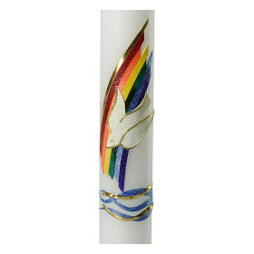 Cirio bautismal paloma arco iris 400x40 mm
