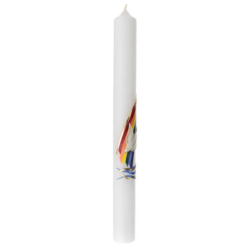 Świeca chrzcielna gołębica tęcza 400x40 mm 3
