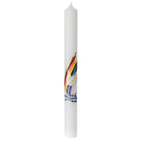 Baptism candle with rainbow white dove 400x40 mm