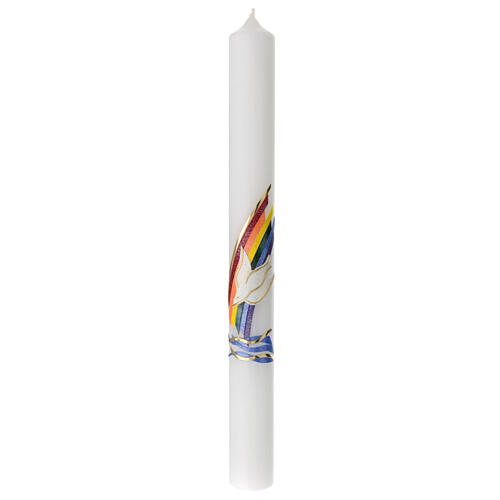 Baptism candle with rainbow white dove 400x40 mm 1