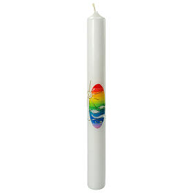 Kerze zur Taufe mit Regenbogen und Sonne, 400x40 mm