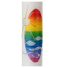 Cirio bautismal arco iris sol 400x40 mm