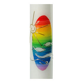 Círio batismal arco-íris e sol 40x4 cm