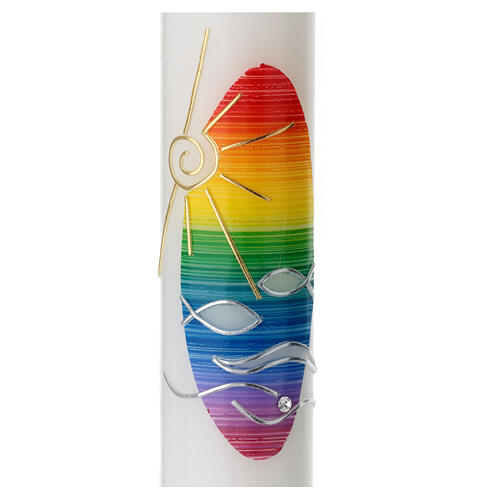 Baptism candle with rainbow sun 400x40 mm 2
