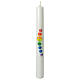 Baptismal candle, rainbow-coloured circles with cross, 400x40 mm s1