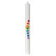 Baptismal candle, rainbow-coloured circles with cross, 400x40 mm s1