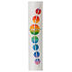 Baptismal candle, rainbow-coloured circles with cross, 400x40 mm s2