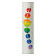 Baptism candle with cross rainbow circles 400x40 mm s2