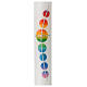 Baptism candle with cross rainbow circles 400x40 mm s2