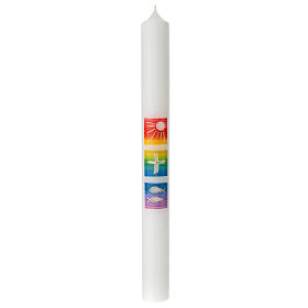 Baptismal candle, rainbow-coloured squares, 400x40 mm