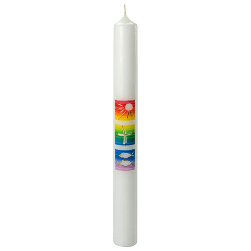 Baptismal candle with rainbow squares 400x40 mm 1