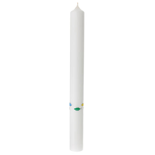 Baptismal candle, rainbow-coloured cross and fishes, 400x40 mm 3