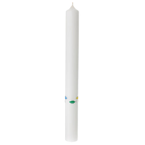 Cero battesimale croce arcobaleno pesci 400x40 mm 3