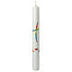 Baptism candle rainbow cross and fish 400x40 mm s1