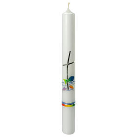 Kerze zur Taufe mit regenbogenfarbenem Verzierungen, 400x40 mm