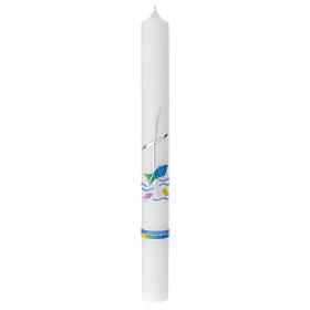 Baptism candle water rainbow fish 400x40 mm