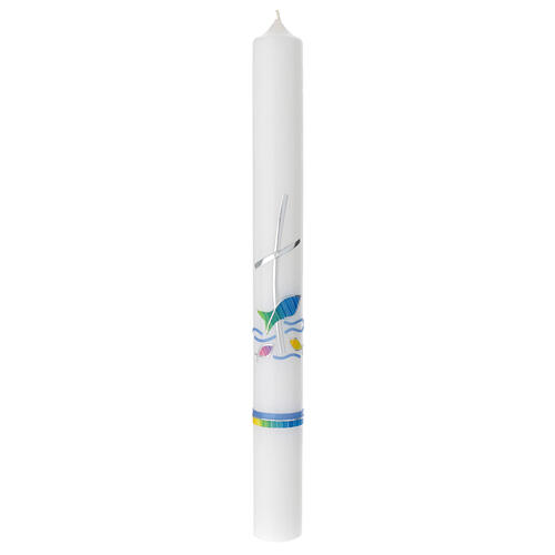 Baptism candle water rainbow fish 400x40 mm 1