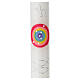 Baptismal candle, rainbow-coloured circle, Alpha and Omega, 400x40 mm s2