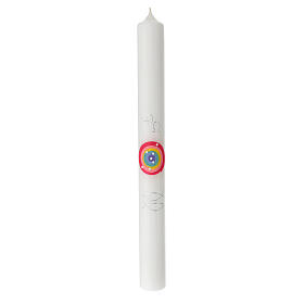 Świeca chrzcielna tęcza Alfa Omega 400x40 mm
