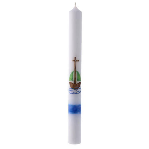 Kerze zur Taufe mit Boot und Kreuz, 400x40 mm 1