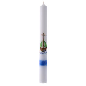 Baptismal candle, boat and cross, 400x40 mm