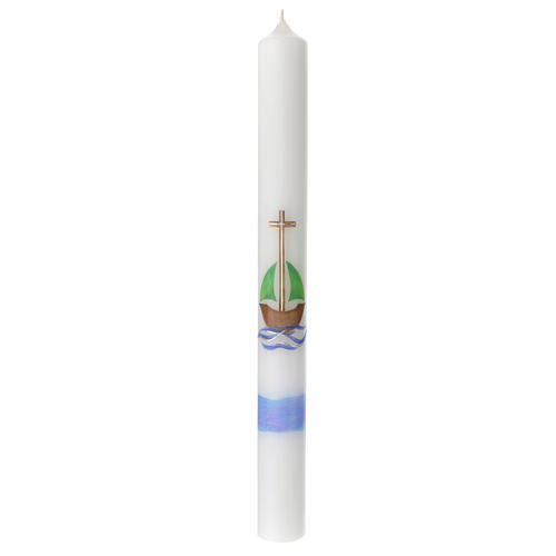Baptismal candle, boat and cross, 400x40 mm 1