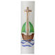 Baptism candle with golden cross boat 400x40 mm s2