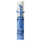 Círio batismal azul claro cruz em relevo 40x4 cm s2