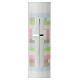 Baptism candle with multi-color silver cross 400x40 mm s2