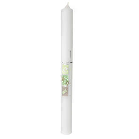 Baptism candle with green squares 400x40 mm