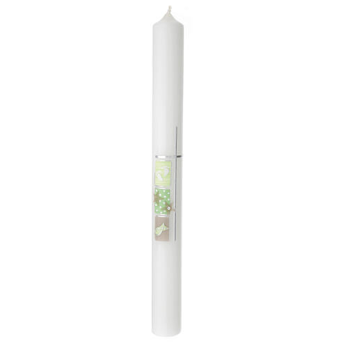 Baptism candle with green squares 400x40 mm 1