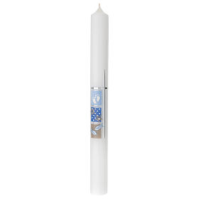 Large candle for Baptism, blue squares and cross, 400x40 mm