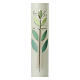 Kerze zur Taufe mit Kreuz und grünen Blättern, 400x40 mm s2