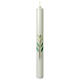 Baptism candle with silver cross green leaves 400x40 mm s1