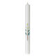 Baptism candle with silver cross green leaves 400x40 mm s1