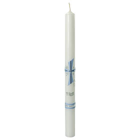 Kerze zur Taufe mit blauem Kreuz, 400x30 mm