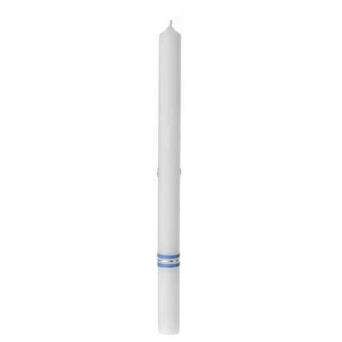 Large candle for Baptism, light blue cross, 400x30 mm 3