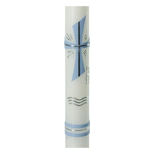 Círio batismal cruz azul clara e ondas 40x3 cm 2