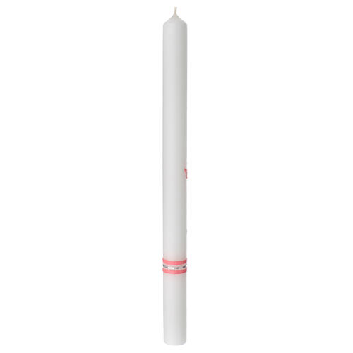 Large candle for Baptism, pink cross, 400x30 mm 4