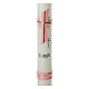 Cirio bautismal cruz rosa plata 400x30 mm s2