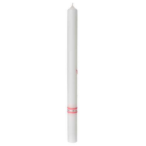 Świeca chrzcielna krzyż różowy i srebrny, 400x30 mm 4