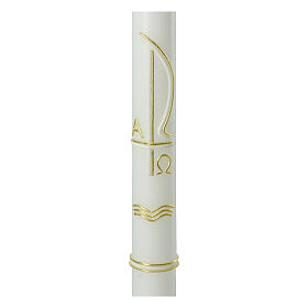 Baptismal candle, Chi-Rho, white and gold, 400x30 mm